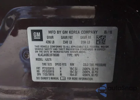 2018 Buick Encore Preferred z USA, uszkodzony, nr VIN KL4CJASB2JB706580